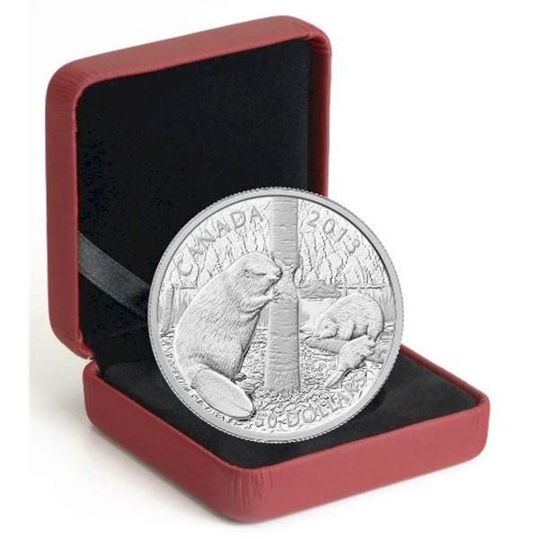 2013 $50 The Beaver - Pure Silver Coin.  Tax Exempt.