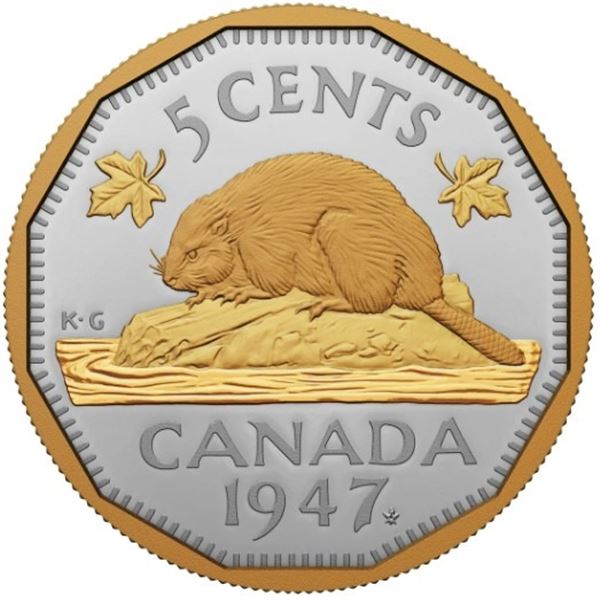2023 5 Cent 1947 Maple Leaf Mark - Pure Silver Coin.  Tax Exempt.