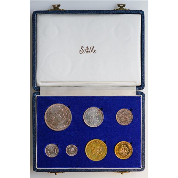 South Africa;  1961 Proof Coins - Set of 7-Coins housed in original SAM Blue Box.