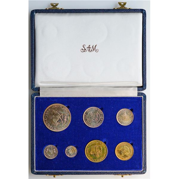 South Africa;  1962 Proof Coins - Set of 7-Coins housed in original SAM Blue Box.
