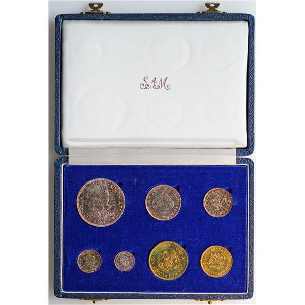 South Africa;  1963 Proof Coins - Set of 7-Coins housed in original SAM Blue Box.