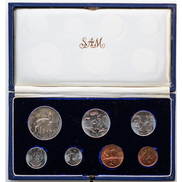 South Africa;  1965 Proof Coins - Set of 7-Coins housed in original SAM Blue Box.