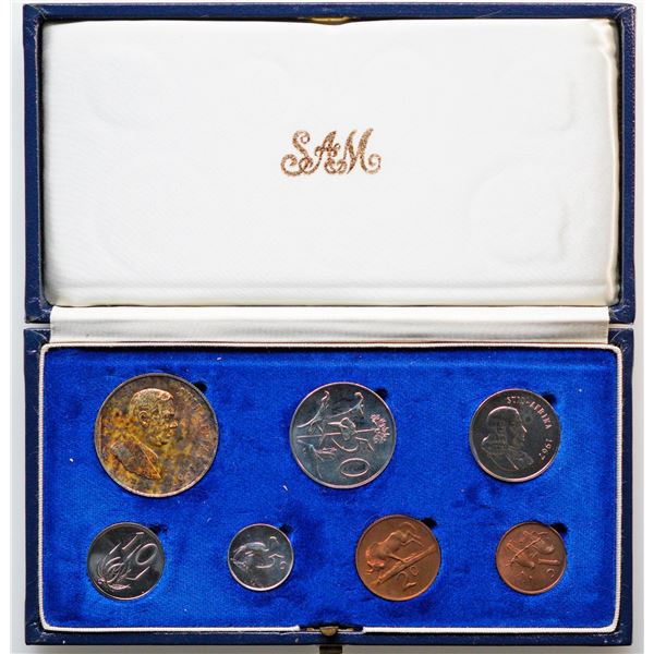 South Africa;  1967 Proof Coins - Set of 7-Coins housed in original SAM Blue Box.