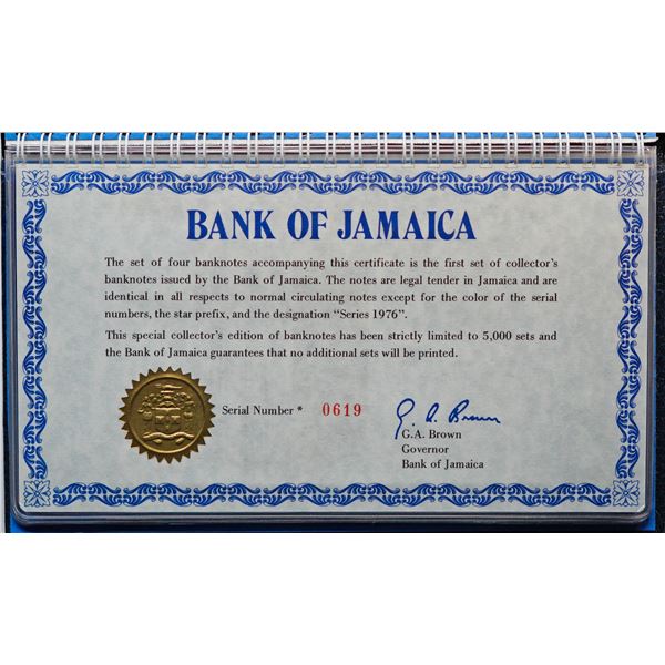 Jamaica;  Bank of Jamaica  #619 - Banknote Set 1976 $1 to $10 Low Serial Star note Series in blue bi