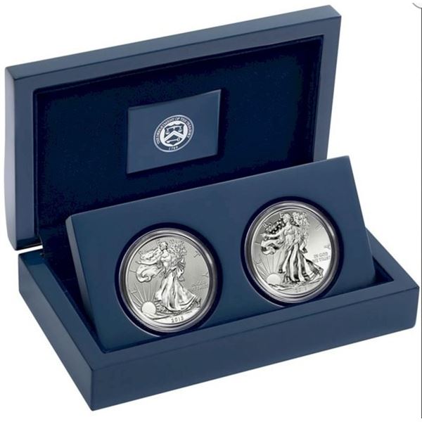 USA;  American Silver Eagle 2 Coin 2013 West Point Set.