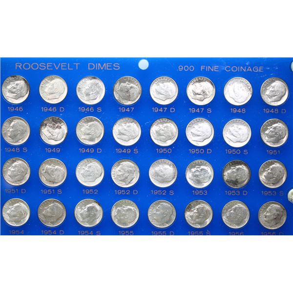 USA;  1946 10¬¢ to 1978 Roosevelt Dime Set housed in clear Capital Plastic holder.  A nice set of Ma