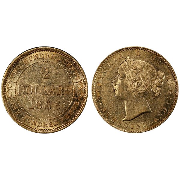 Nfld 1865 $2 Gold PCGS AU55 - Brilliant and lustrous.