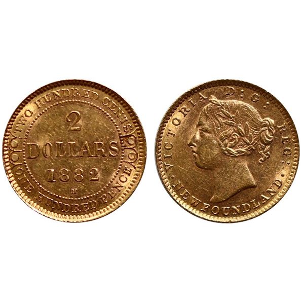 Nfld 1882H $2 Gold choice AU.