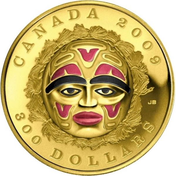 2009 $300 Gold coin - Summer Coloured Moon Mask - No case