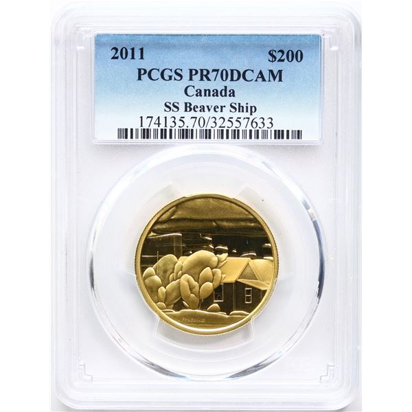 2011 $200 Gold "SS Beaver Ship", PCGS Perfect PROOF-70 DEEP CAMEO - PERFECT EXAMPLE.