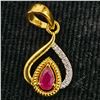 Image 1 : Gold Plated Silver Garnet Cz (0.92ct) Pendant