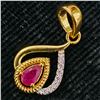 Image 3 : Gold Plated Silver Garnet Cz (0.92ct) Pendant