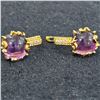 Image 1 : Gold Plated Silver Chrome Tourmaline (0.9ct) Earrings (~weight 1.46g)