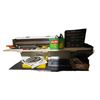 Image 1 : 2 Shelves of Woodworking Tools & Accessories -Bar Clamps, Circular Saw Blades, and More Worksh Suppl