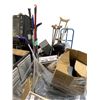 Image 2 : Pallet of Estate Items – Includes crutches, cleaning supplies, vacuum parts, mop buckets, s