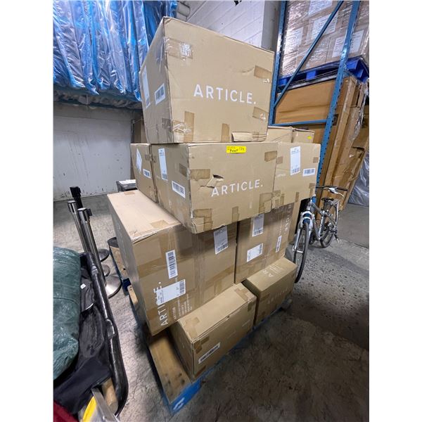 Pallet of Assorted Furniture & Parts - Whitney Dining Table Bases, Queen Bed Parts etc,