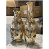 Image 2 : 2 Large Iridescent Glass Vases - Oe 17" and One 21" Tall