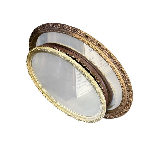 3 Vintage Oval Wall Mirrors - Largest is 28" x 40"