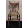 Image 1 : Wooden Spindle-Back Chair w/ Etched Back & Woven Seat 16" x 16" x 38"H