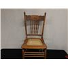 Image 2 : Wooden Spindle-Back Chair w/ Etched Back & Woven Seat 16" x 16" x 38"H