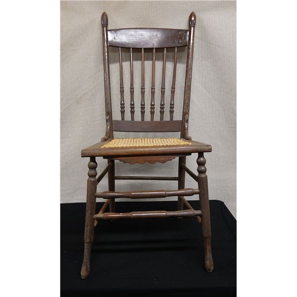 Wooden Spindle-Back Chair w/ Woven Seat 17" x 16" x 42"H