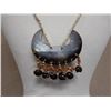 Image 2 : Beaded Necklace w/ Shell Half Moon Pendant & Fringe from the Soloman Islands 32"L x 4"W