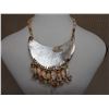 Image 2 : Beaded Necklace w/ Half Moon Pendant & Fringe 22"L x 5"W