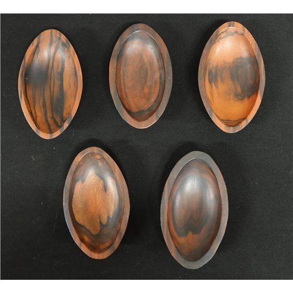 Qty 5 Oval Wooden Bowls, Approx. 7"L