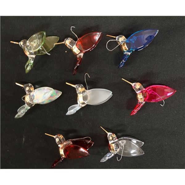 Qty 8 Hummingbird Blown Glass Ornaments w/ 22 Kt Gold Accents Approx. 2.5" Dia