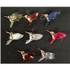 Image 1 : Qty 8 Hummingbird Blown Glass Ornaments w/ 22 Kt Gold Accents Approx. 2.5" Dia