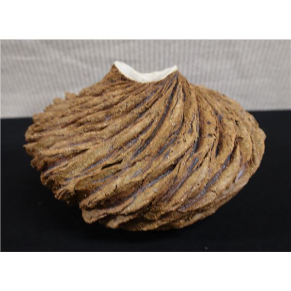 Ceramic Art Pottery "Wood Drift" Textured Vase by Anne Goldman  7" Dia, 5"H