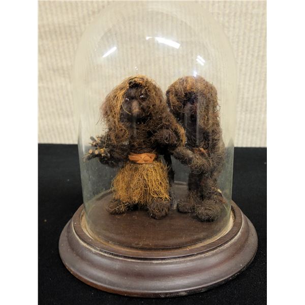 Qty 2 Nature Tree Trolls in Glass Display 6" Dia, 7.5"H