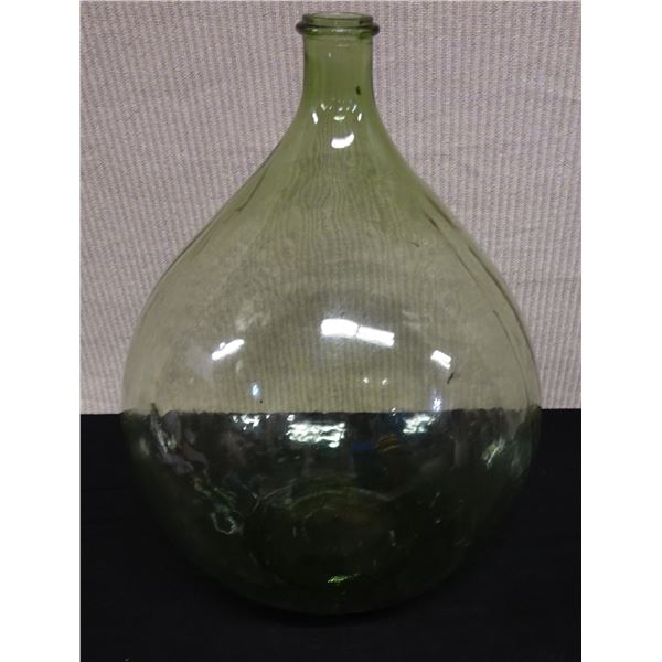Vintage Green Blown Glass Bottle Marked 20, 11" Dia, 17"H
