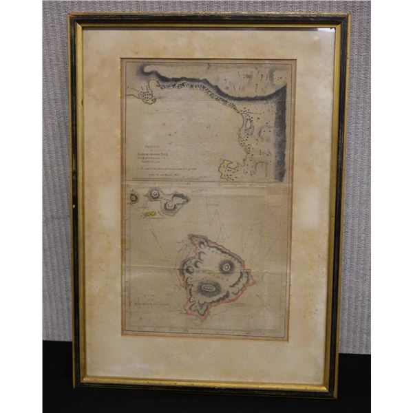 Chart of the Sandwich Isles Map by Finney, Framed 12" x 17"