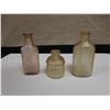 Image 2 : Qty 3 Miniature Glass Bottles: Marked Higgins, 1846, etc, Misc Sizes to 4.5"H
