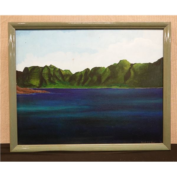 Koolau Mountain Original Oil Painting, Signed by Artist Maile R.K. Kaai 1991, Framed 30.5" x 25"