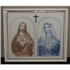 Image 1 : Jesus & Mary Cross-Stitch Artwork by Janet Benito 2000, Framed 25.5" x 21.5"