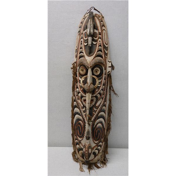 Wooden Painted Mask Wall Hanging from New Guinea 34" x 7"x  8"