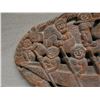 Image 2 : Carved Wooden Oval Flat Wall Hanging Depicting Canoe Paddlers, Men, Fish 31" x 20"