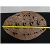 Image 8 : Carved Wooden Oval Flat Wall Hanging Depicting Canoe Paddlers, Men, Fish 31" x 20"
