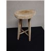 Image 2 : Wooden Stool w/ Oblong Oval Seat & 4 legs  16"L x 23"H