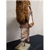 Image 8 : Carved Wooden & Fiber Mask on Metal Base - Painted & Carved w/ Tapa & Coconut Fiber  15" x 21"H