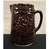 Image 2 : Vintage Stoneware Pitcher w/ Dark Glaze & Fruit Motif 6.5" Dia, 8"H