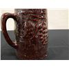 Image 8 : Vintage Stoneware Pitcher w/ Dark Glaze & Fruit Motif 6.5" Dia, 8"H