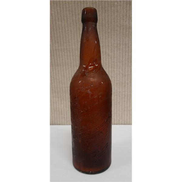 Rainier Beer Seattle Glass Bottle 3" Dia, 11"H