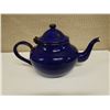 Image 2 : Blue Enamel Tin Tea Pot w/ Maker's Mark Made in Yugoslavia 10" x 6"H