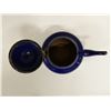 Image 3 : Blue Enamel Tin Tea Pot w/ Maker's Mark Made in Yugoslavia 10" x 6"H