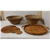 Image 1 : Qty 2 Woven Baskets, 1 Tray w/ Handles & 3 Mats, Misc Sizes