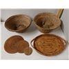 Image 2 : Qty 2 Woven Baskets, 1 Tray w/ Handles & 3 Mats, Misc Sizes
