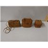 Image 2 : Qty 3 Woven Purses w/ Handles, Misc Shapes & Sizes